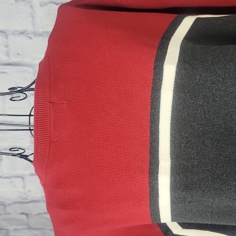 Eddie Bauer Men’s XL/TG Colorblock Crewneck Sweater Red Gray Black - Picture 6 of 8